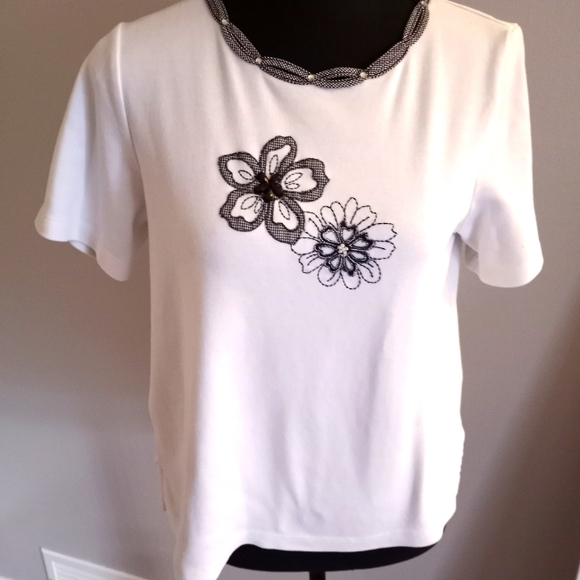 Alfred dunner small petite white and black top - Picture 1 of 3